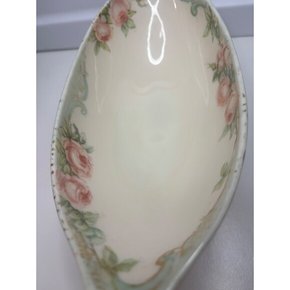 VTG BELLEEK Lenox Large Compote Center Piece Hand Painted ROSE 12in. GOLD TRIM - Picture 3 of 11